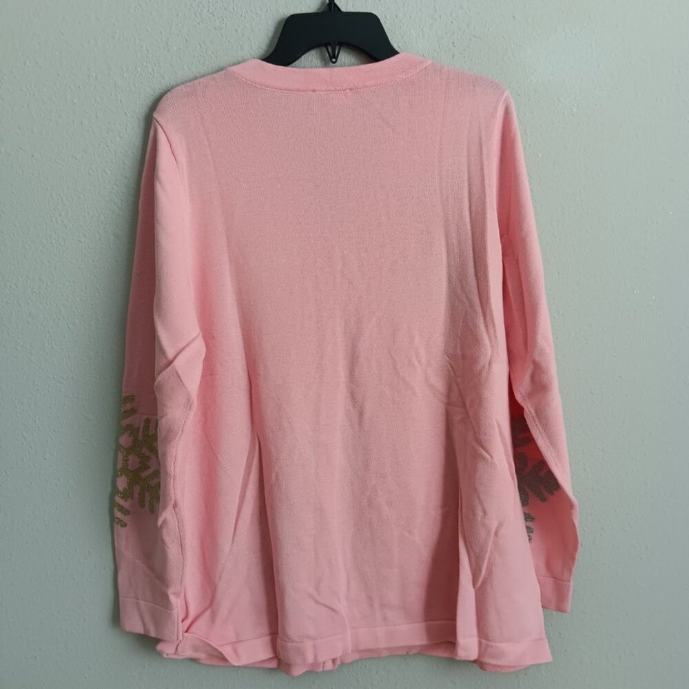 Quacker Factory Snow Day V-Neck Intarsia Sweater Cardigan - Size Medium a671343 - Picture 4 of 4